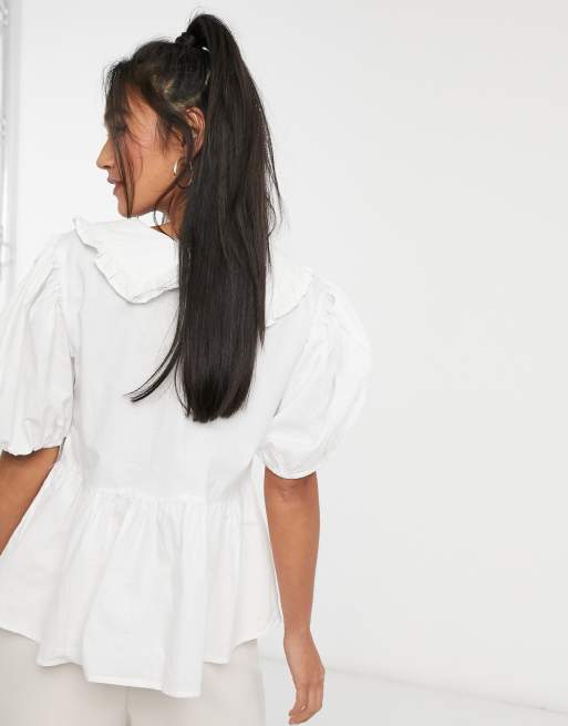 Influence cotton poplin peter pan collar blouse in white