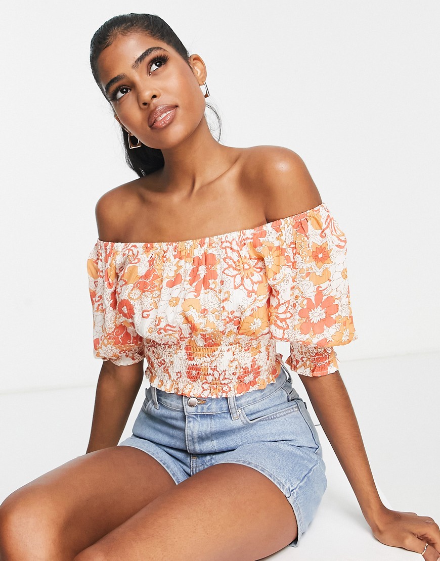Influence crop top in floral print - part of a set-Multi