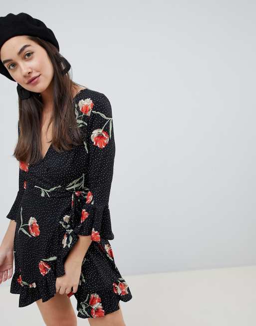 Flower & polka dot print dress store