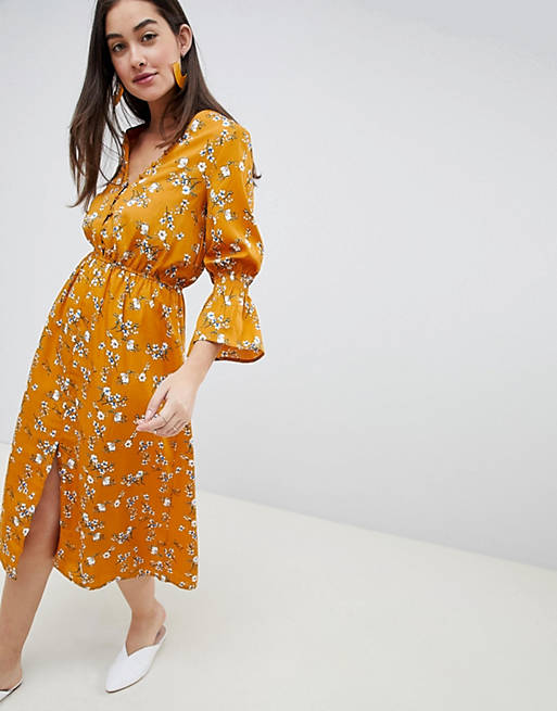 Influence floral button down midi dress