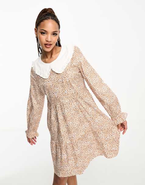 Influence floral mini dress with peter pan collar detail in multi - view 1