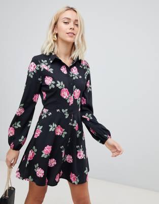 black skater shirt dress