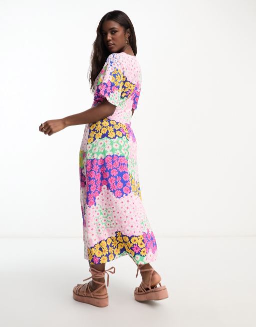 Austin floral daisy print angel sale sleeve midi dress