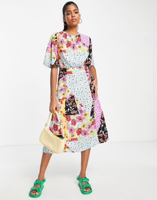 ASOS Design Flutter Sleeve Midi Tea Dress