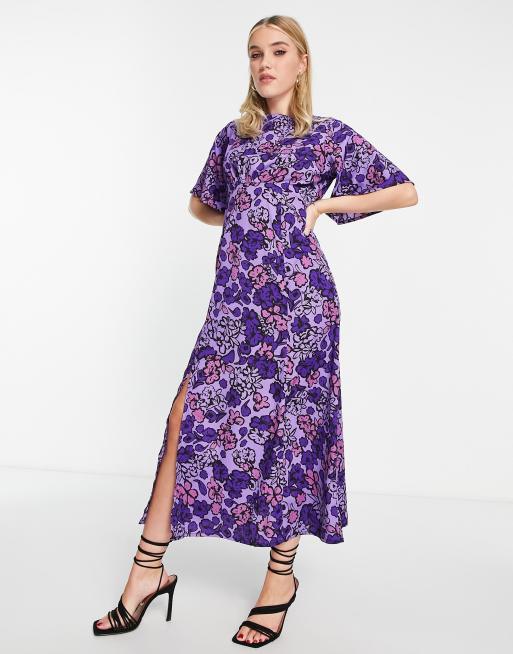 Asos flutter sleeve midi dress sale