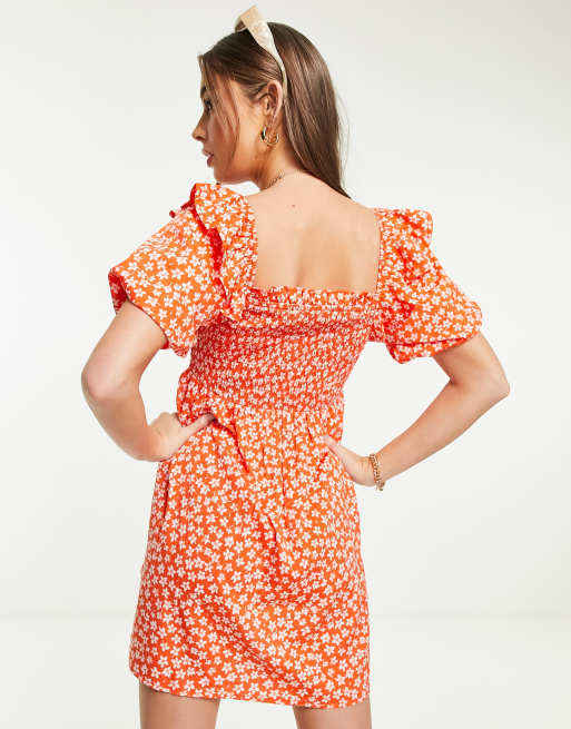 Red ditsy floral dress sales