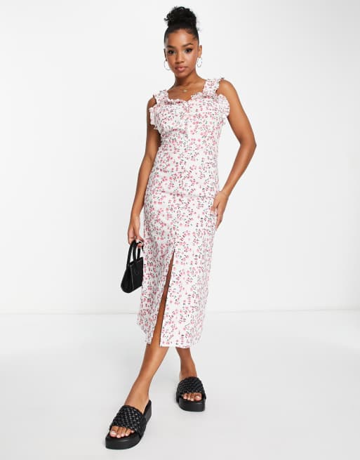 Kate spade floral dots ruffle best sale midi dress