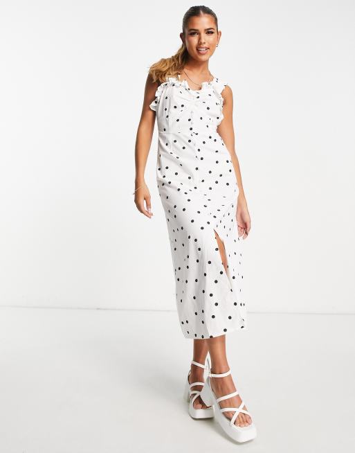 White polka outlet dot frill dress