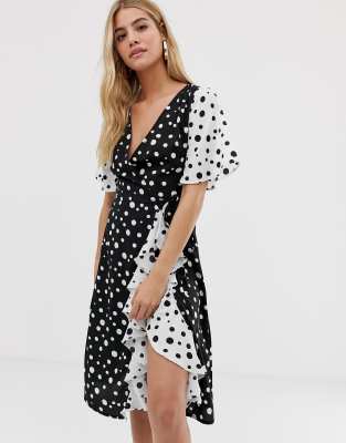 black polka dot frill dress