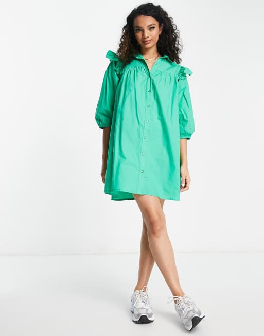 Frill sleeve shirt dress hotsell