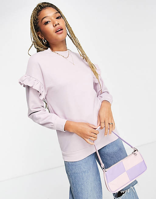 Influence frill sleeve sweater in lilac