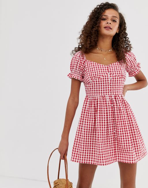 Asos red hot sale gingham dress