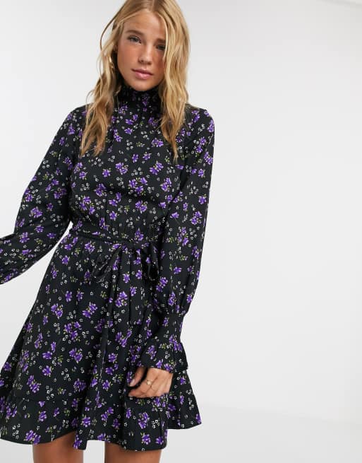 tie neck a line dress