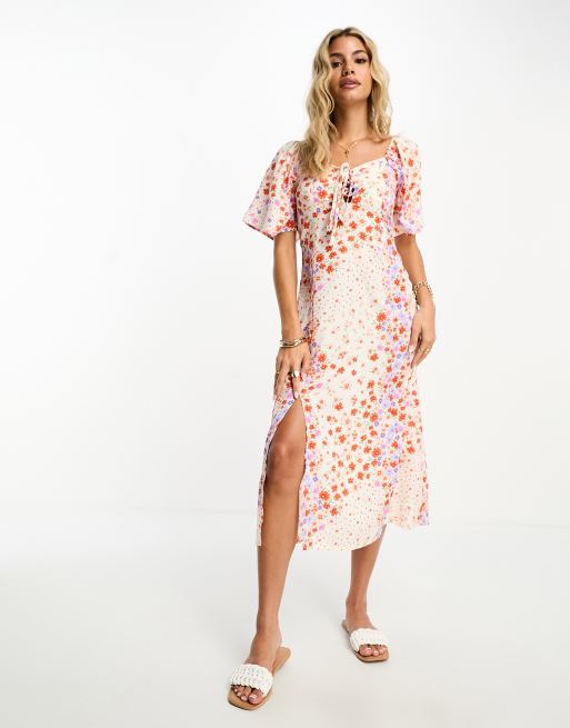 Vero moda square neck ditsy floral maxi tea hot sale dress