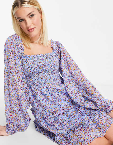 Influence – Langärmliges Minikleid aus Chiffon mit Blümchenmuster - view 1