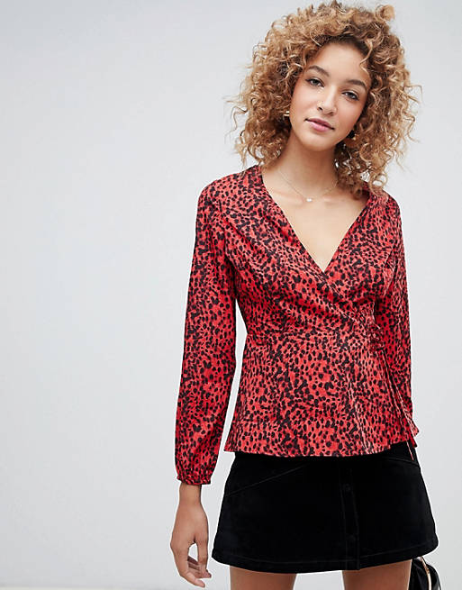 Influence leopard print wrap blouse | ASOS