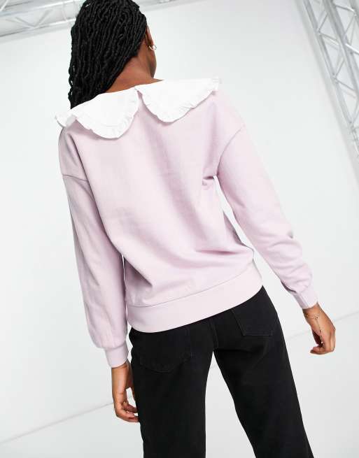 Influence - Lilla sweater med broderet krave, 2 af 4