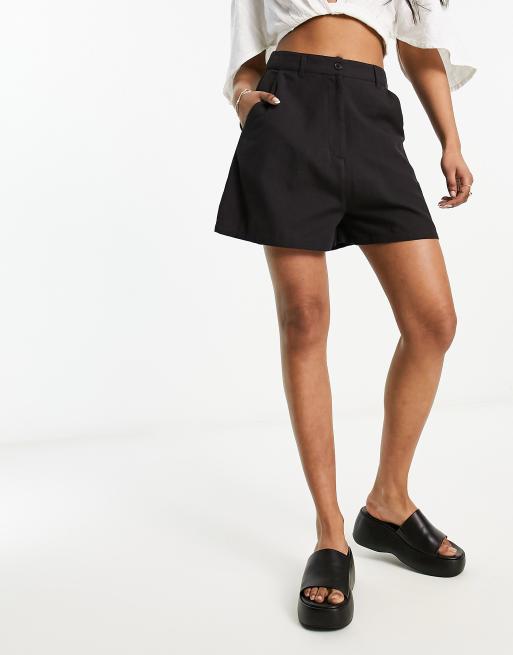 Influence linen look shorts in black