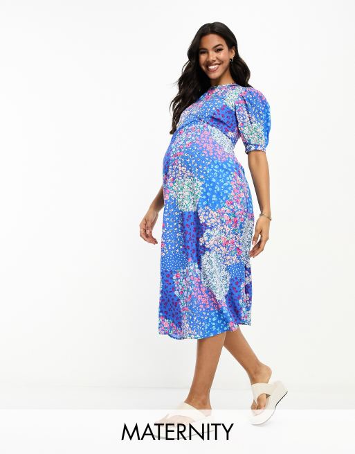 Light blue floral maternity cheap dress