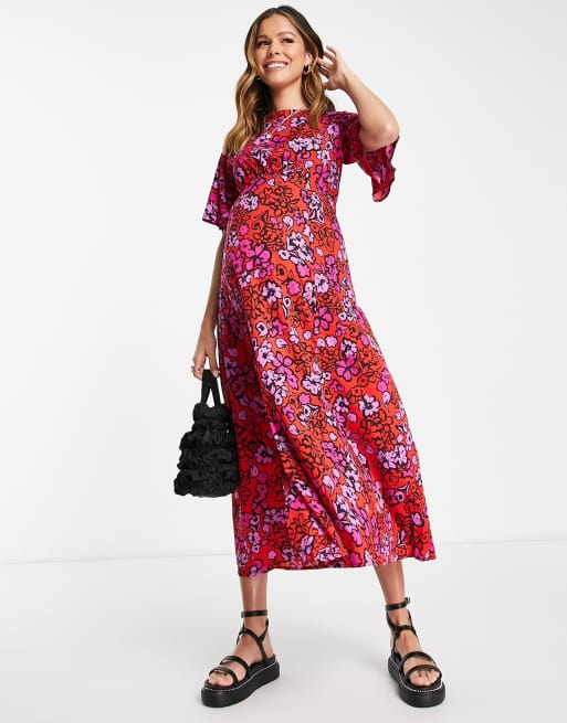 Asos red tea store dress