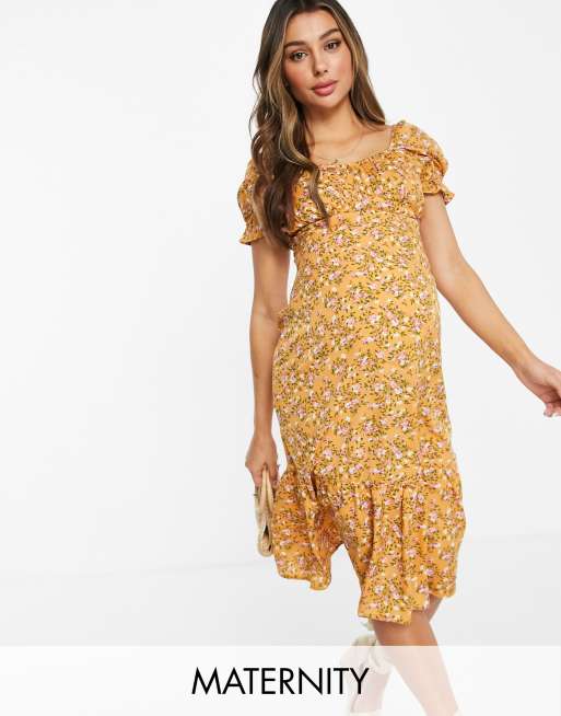 Asos maternity yellow outlet dress