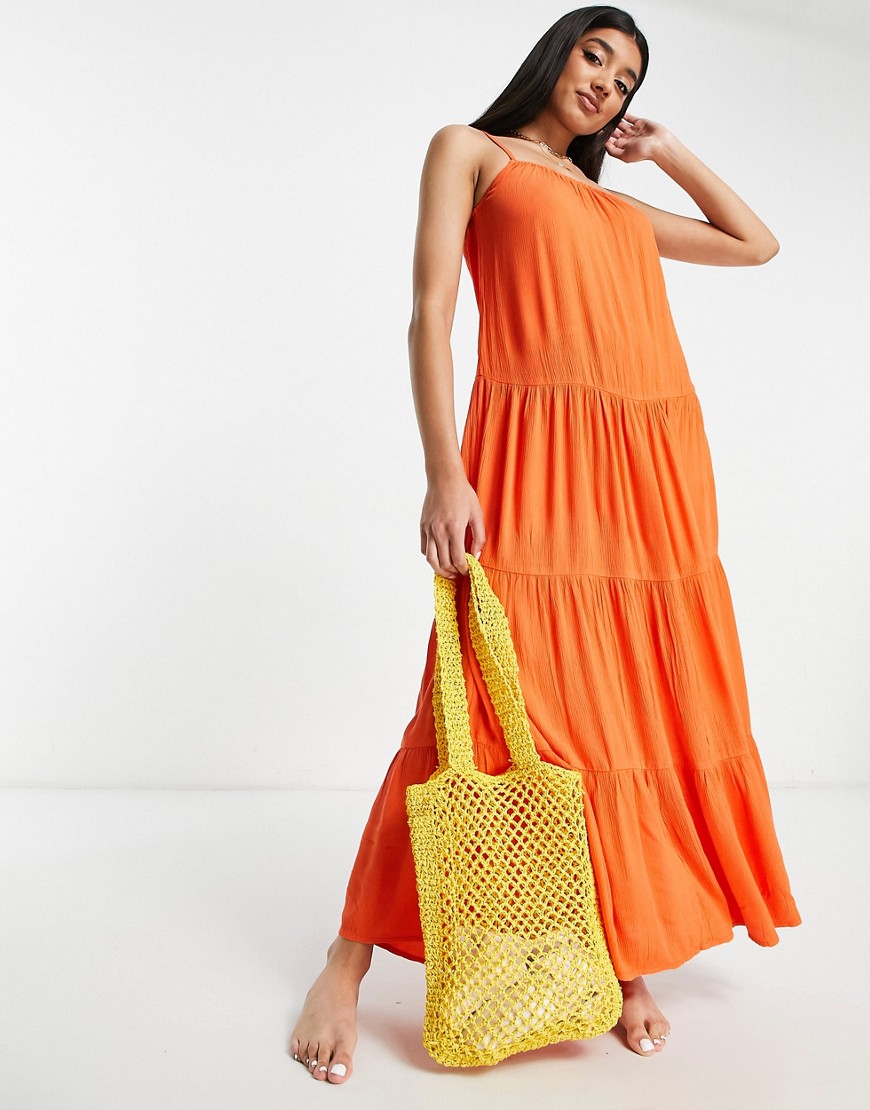 Influence maxi beach dress in bright orange