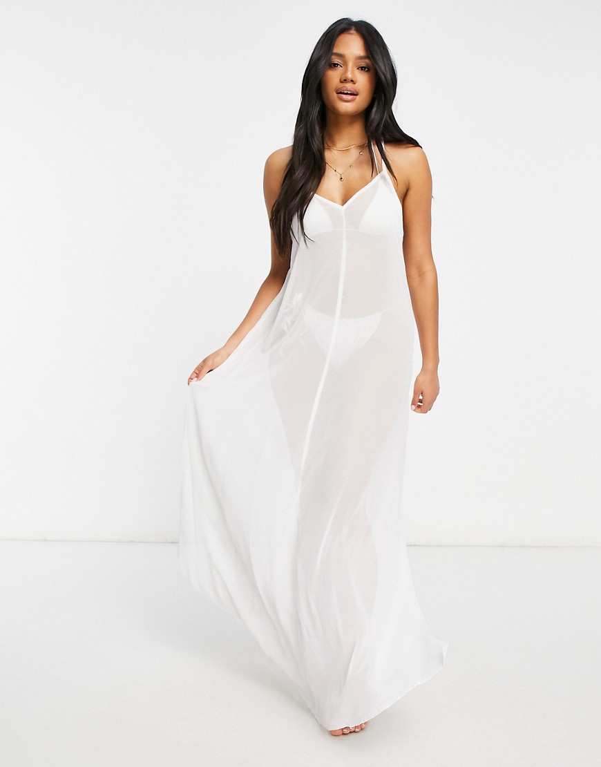 Influence maxi cami beach dress-White