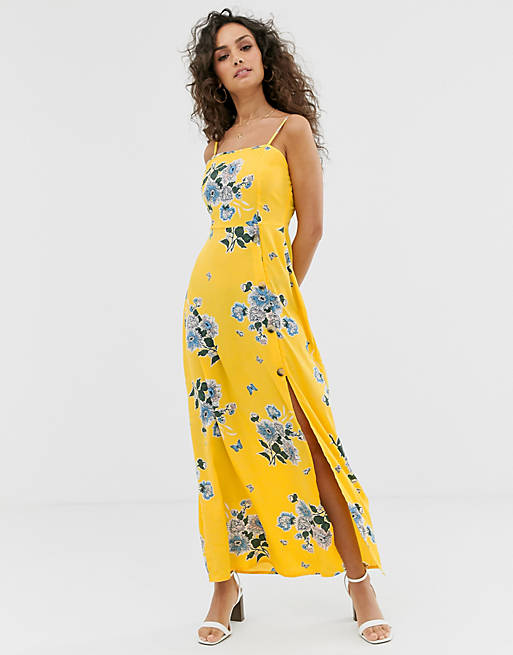 Influence maxi dress with button through detail in floral print | ASOS