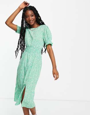 Influence Midi Dress In Green Floral | ModeSens