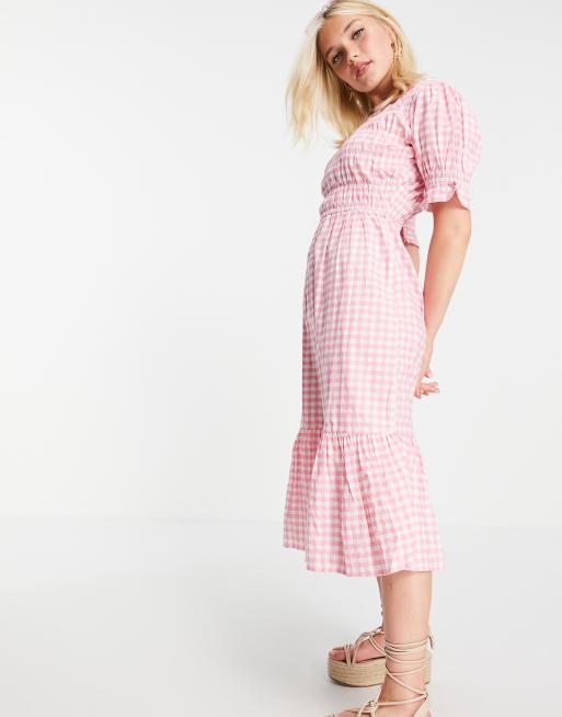 Asos pink hot sale gingham dress