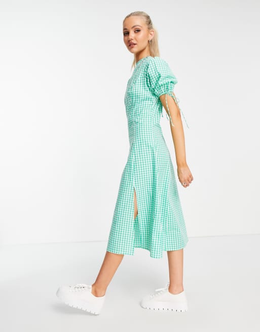 Green and clearance white midi dress