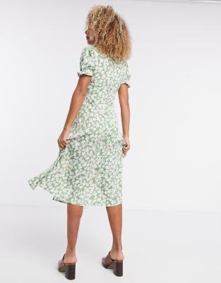 sage floral midi dress