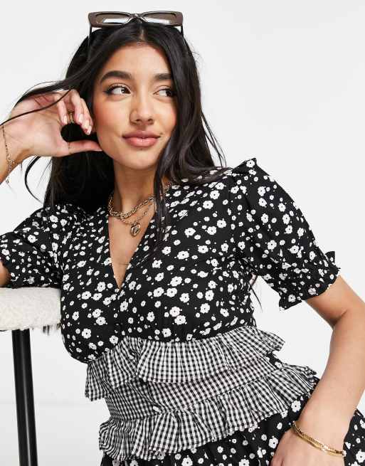 Influence - Mini-jurk met ruches in gemixte bloemenprint, 3 van 4