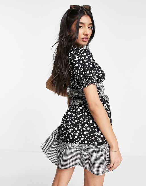 Influence - Mini-jurk met ruches in gemixte bloemenprint, 4 van 4