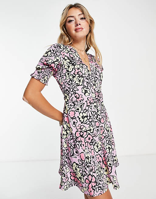 Influence mini tea dress in bold floral print