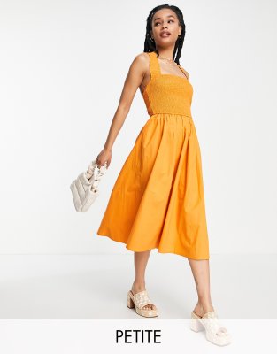 Influence Petite Influence Petite crossover strap midaxi dress in rust-Orange
