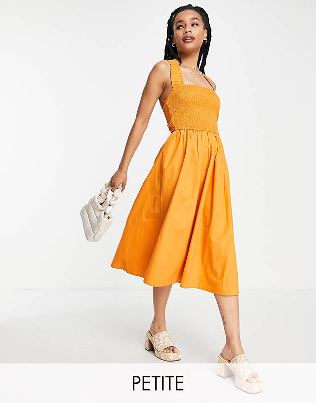 Influence Petite - crossover strap midaxi dress in rust