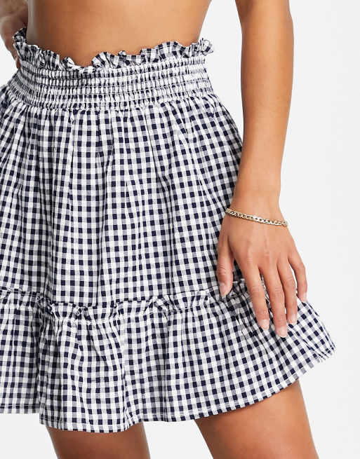 Influence Petite mini skirt in gingham part of a set ASOS