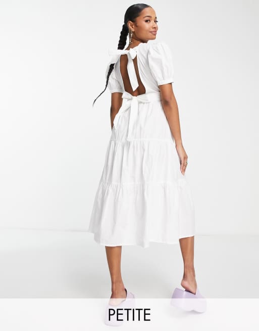 Influence Petite - Nette midi jurk in wit