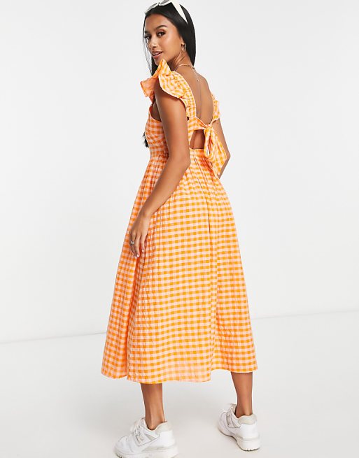 Daisy Dress in Orange Seersucker Daisy Dress in Orange Seersucker