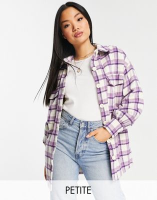 Influence Petite oversized shacket in multi check