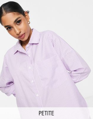 Influence Petite poplin shirt in lilac stripe