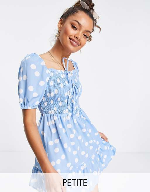 Asos blue store polka dot dress