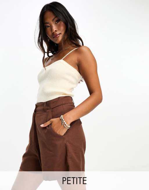 Influence Petite - Short en lin mélangé - Chocolat