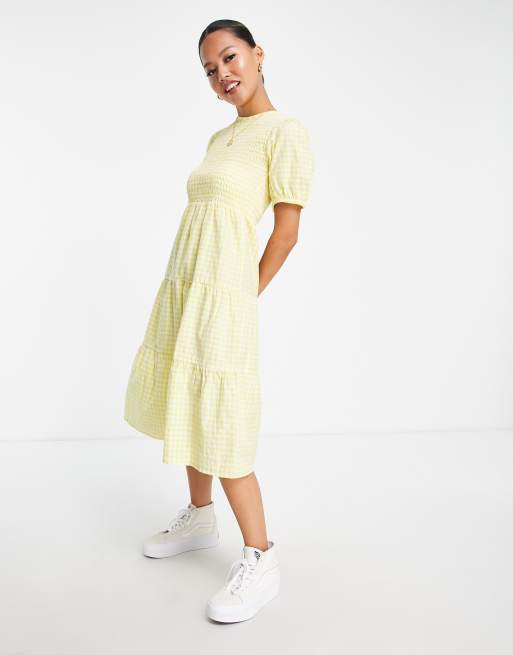 Yellow gingham deals midi dress