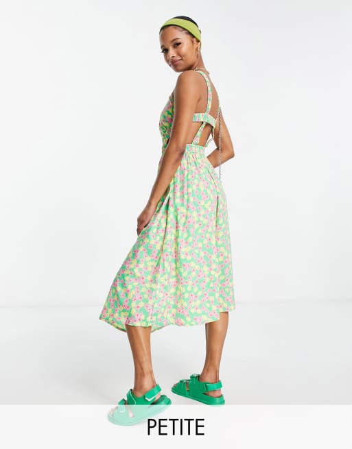 Influence Petite - Vestito midi aperto sul retro con fascette a fiori