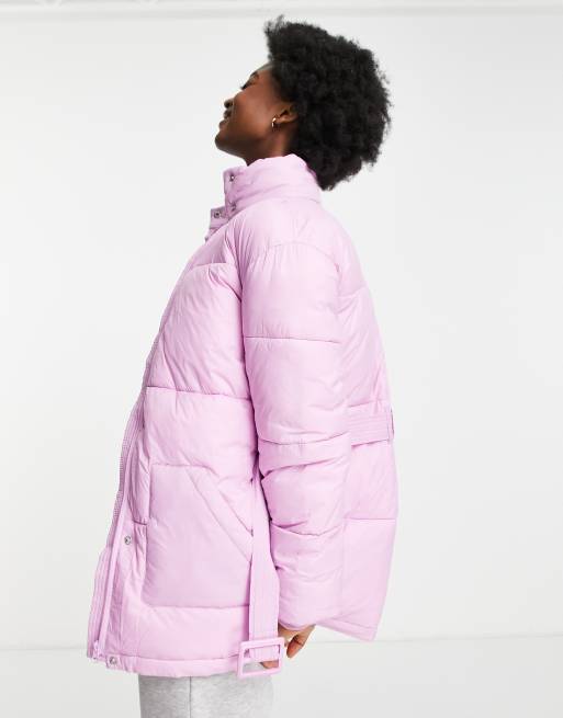 Influence - Piumino rosa con cintura