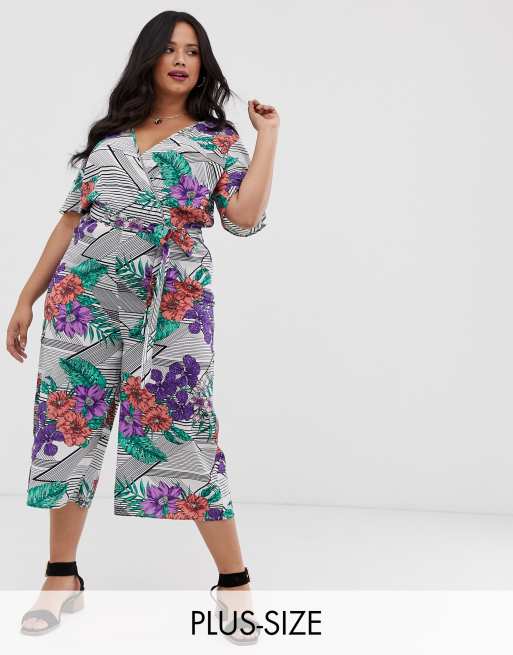 Plus Floral Culotte Jumpsuit