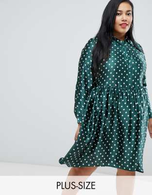 polka dot dip hem dress