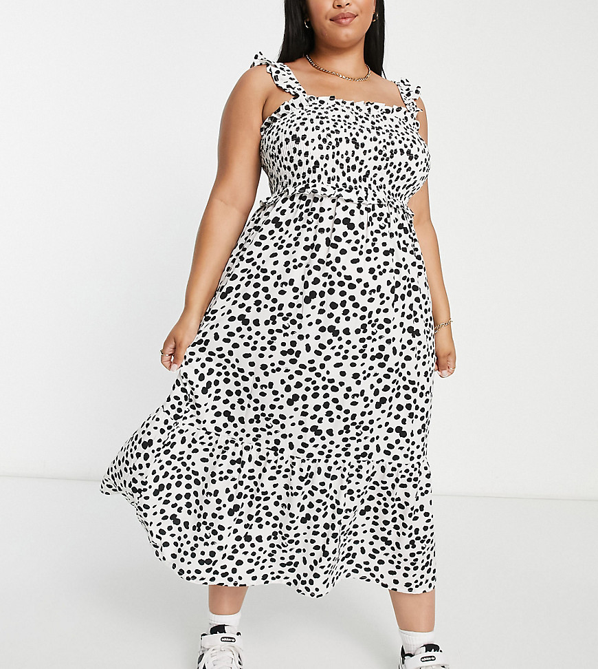 Influence Plus Dress In Black And White Spot Print